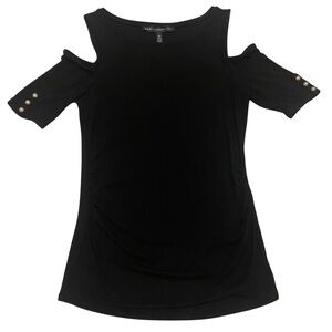 White House Black Market Black Cold Shoulder Top XS